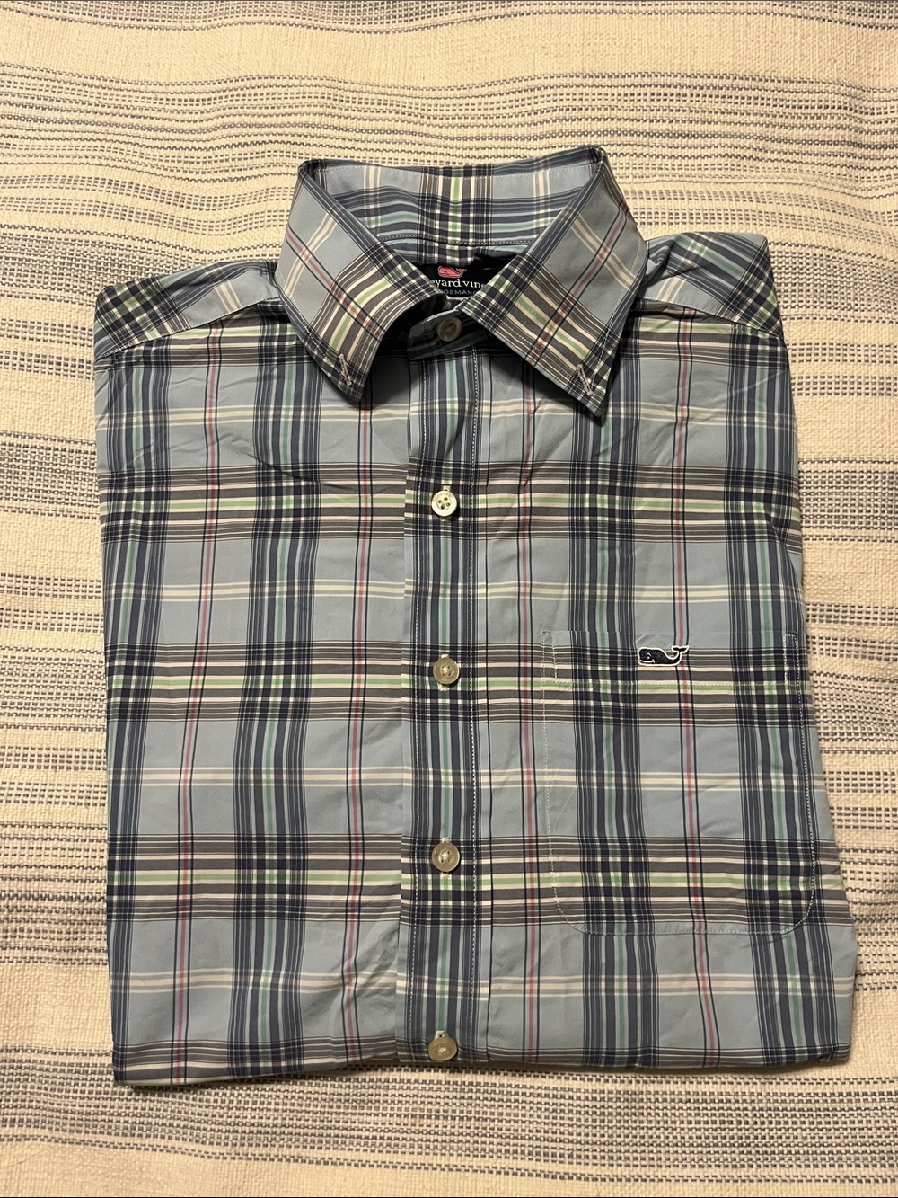 Vineyard Vines Men's Classic Fit Tucker Light Blue & Navy Plaid Button-Down Shir